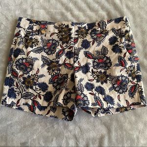 Loft White Floral Chino Style Cotton Shorts